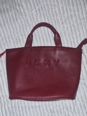 DKNY Wine Leather Logo Tote